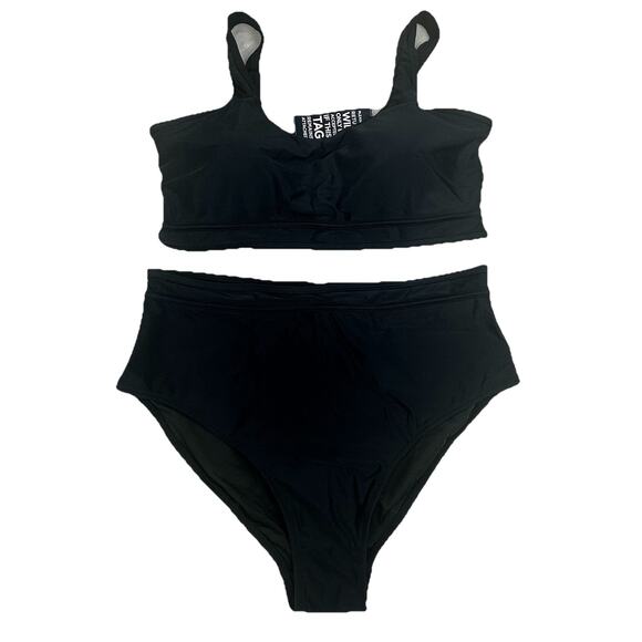 BMJL Women's Black High Waisted 2-Piece Set Sporty Swimsuits Padded Size XL NEW - Picture 3 of 8